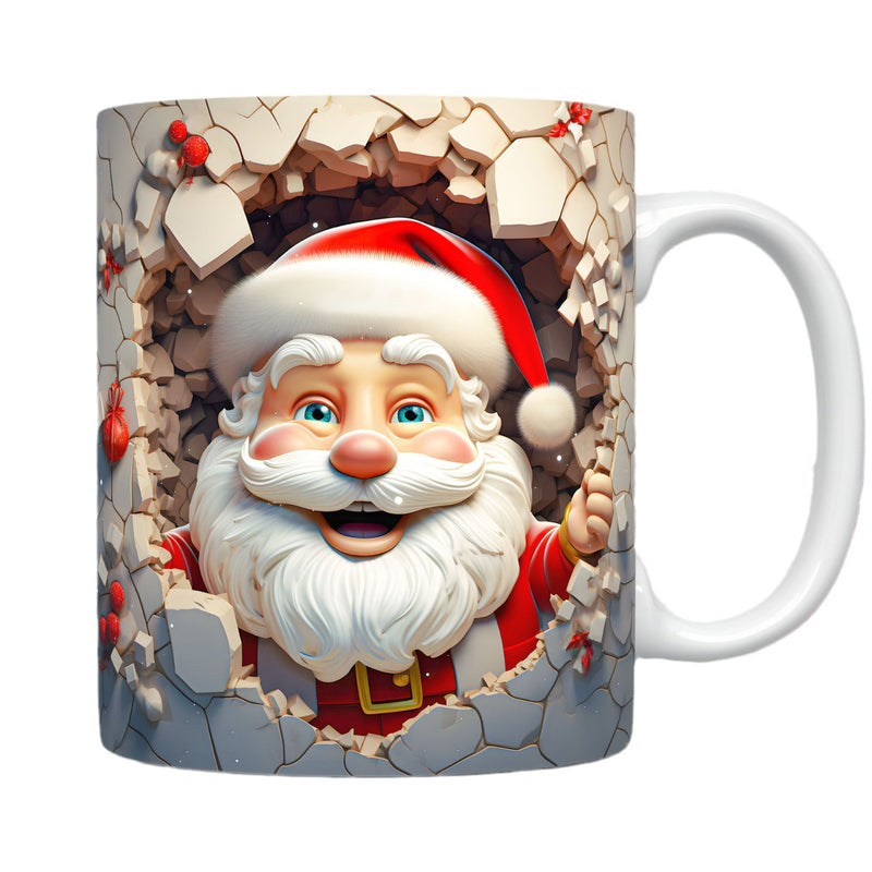 Christmas Theme Ceramic Mug 3D Santa Claus Coffee Cup Kitchen Gadgets