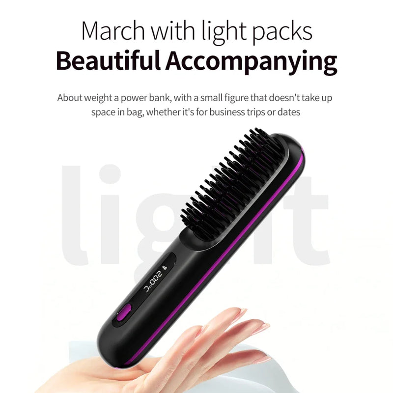 Cordless Hair Straightener Brush with 3 Setting